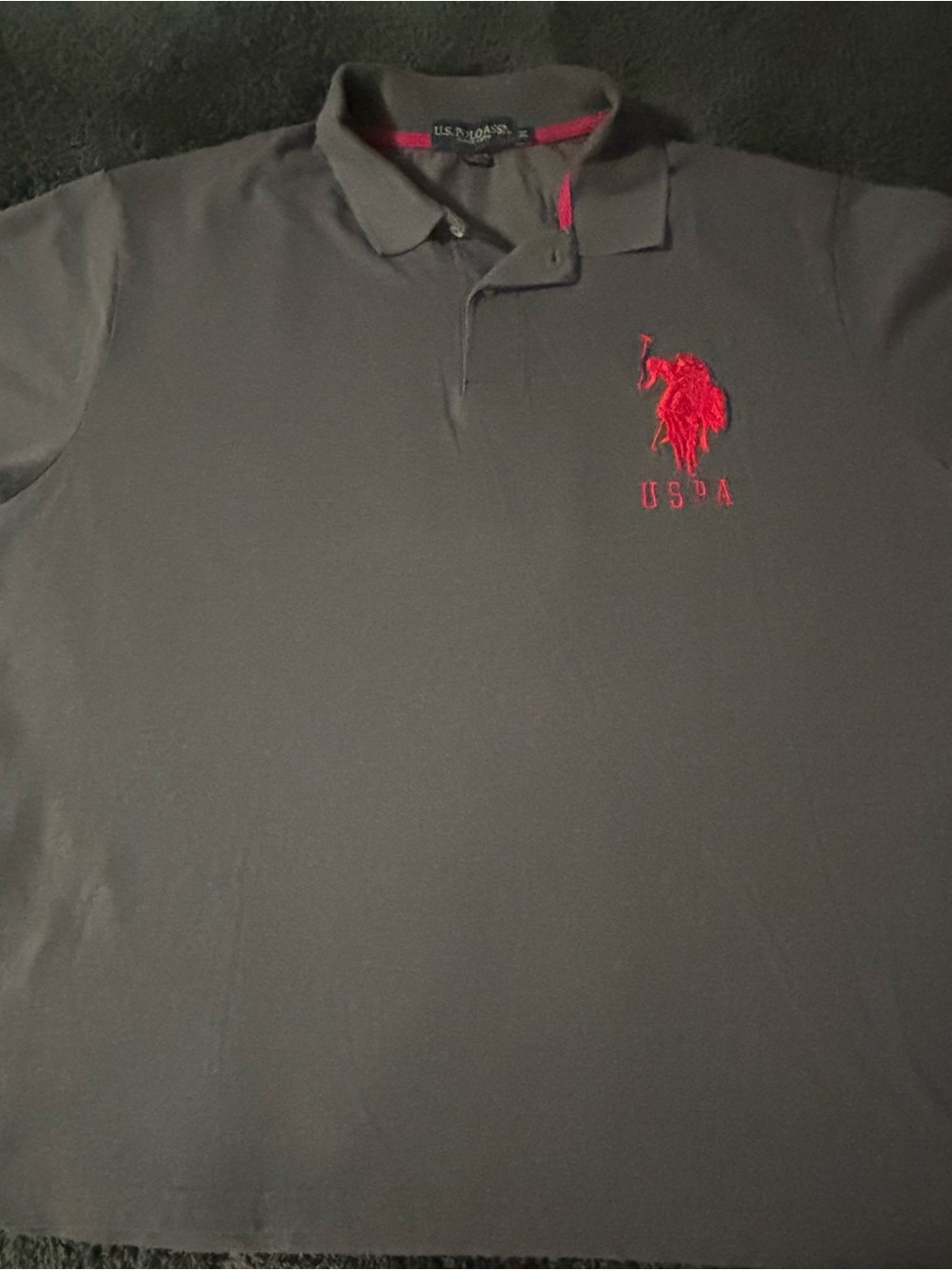 U.S. Polo Assn. Charcoal Polo with Red Embroidered Logo